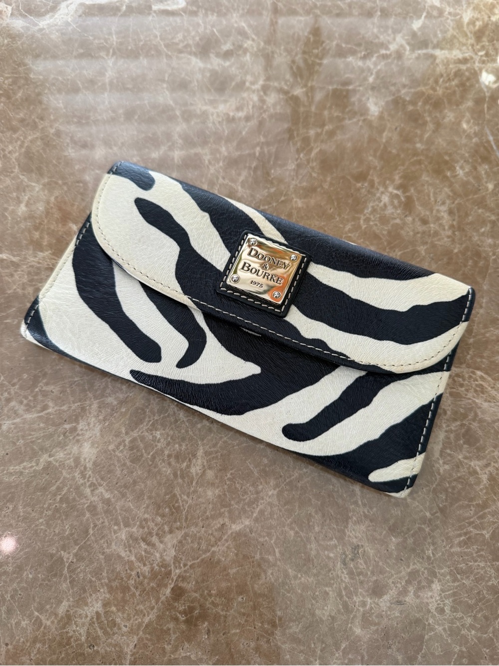 Dooney & Bourke Black and White Zebra Print Clutch Wallet